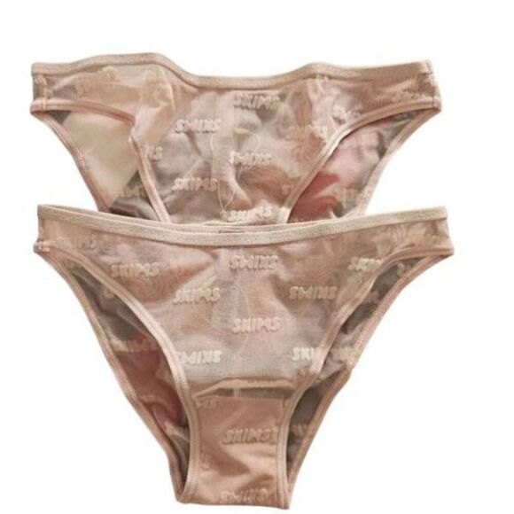 2 PAIRS SKIMS LOGO EMBOSSED BIKINI PANTY - Picture 1 of 8